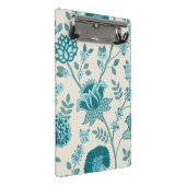 Jacobohne Blumenmuster Lg Muster Teals auf Creme Mini Klemmbrett (Schrägansicht)