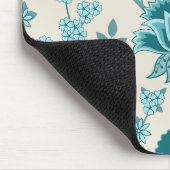 Jacobohne Blumenmuster Lg Muster Teals auf Creme Mousepad (Ecke)