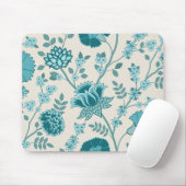 Jacobohne Blumenmuster Lg Muster Teals auf Creme Mousepad (Mit Mouse)