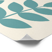 Jacobohne Blumenmuster Lg Muster Teals auf Creme Poster (Ecke)