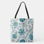 Jacobohne Blumenmuster Lg Muster Teals auf Creme Tasche (Vorderseite)