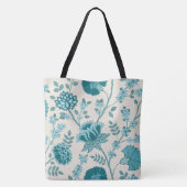 Jacobohne Blumenmuster Lg Muster Teals auf Creme Tasche (Rückseite)