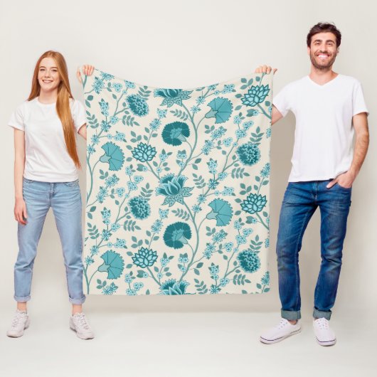Jacobohne Blumenmuster Tees auf Creme Fleecedecke (Beispiel)