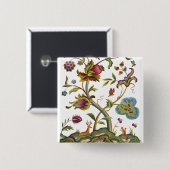 Jacobohne Crewel Stickerei Baum des Lebens Button (Vorne & Hinten)