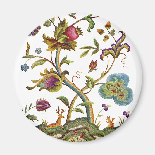 Jacobohne Crewel Stickerei Baum des Lebens Magnet (Vorne)