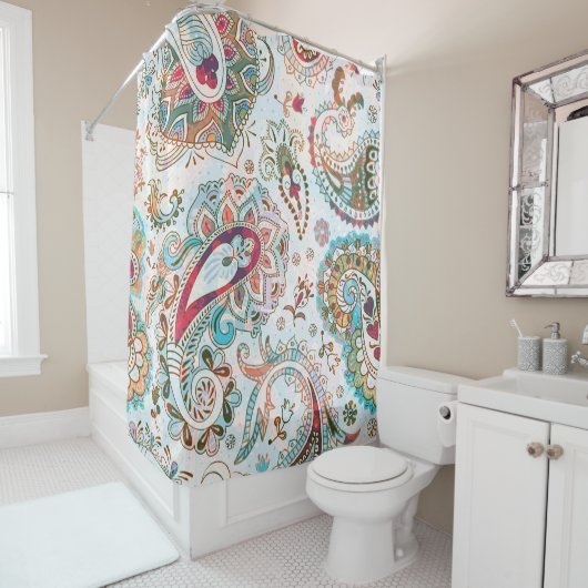 Jacobohne Ethnic Floral Pattern Duschvorhang (Beispiel)