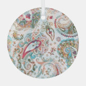 Jacobohne Ethnic Floral Pattern Ornament Aus Glas (Vorderseite)