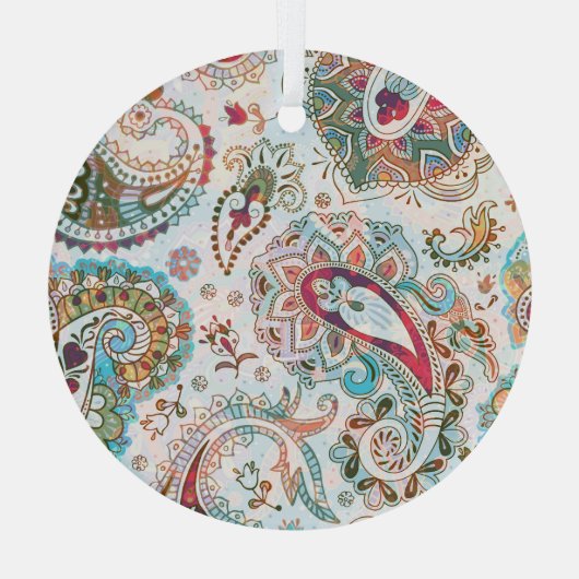 Jacobohne Ethnic Floral Pattern Ornament Aus Glas (Rückseite)