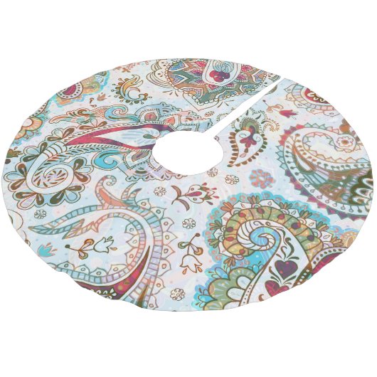 Jacobohne Ethnic Floral Pattern Polyester Weihnachtsbaumdecke (Schrägansicht)