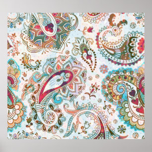 Jacobohne Ethnic Floral Pattern Poster
