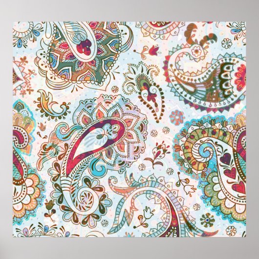 Jacobohne Ethnic Floral Pattern Poster (Vorne)