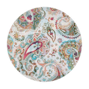 Jacobohne Ethnic Floral Pattern Schneidebrett