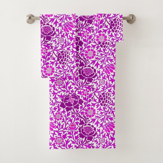 Jacobohne Floral, Amethyst Lila & Lilac Badhandtuch Set (Insitu)