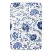 Jacobohne Floral Lg Muster Blau auf Weiß Badematte (Vorderseite Vertikal)