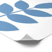 Jacobohne Floral Lg Muster Blau auf Weiß Poster (Ecke)