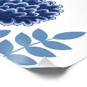 Jacobohne Floral Lg Muster Blau auf Weiß Poster (Ecke)