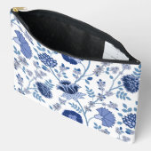 Jacobohne Floral Lg Muster Blau auf Weiß Zubehörtasche (Offen)