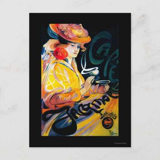 Jacqmotte Caf � Vintag Poster Europe Postkarte (Vorderseite)