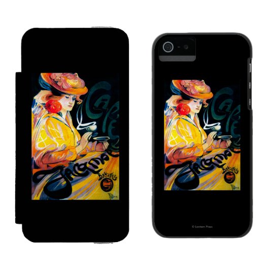 Jacqmotte Caf� Vintages PosterEurope Incipio iPhone Geldbeutel-Hülle (Seite an Seite)