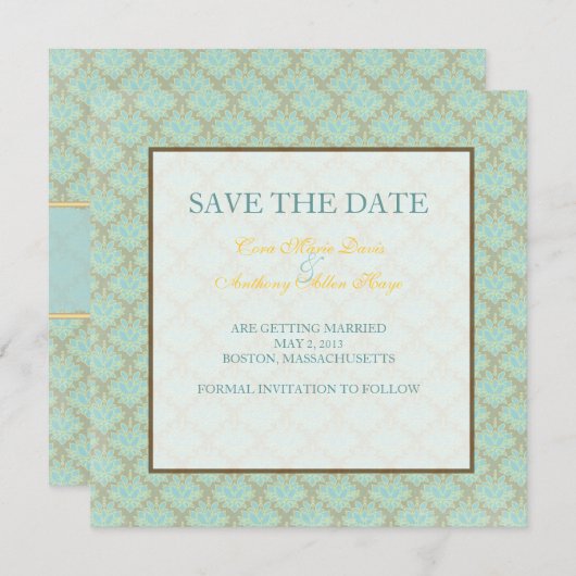 Jacquard Damask Save the Date (Vorne/Hinten)
