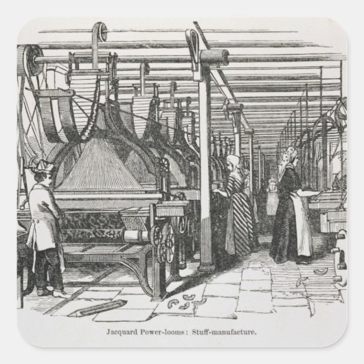 Jacquard Power Looms (Gravur) Quadratischer Aufkleber (Vorderseite)
