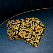 Jacquard Style Gold on Black - Historische Kostüme Krawatte
