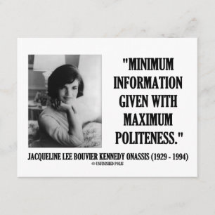 Jacqueline Kennedy Minimalinformationspolitik Begleitkarte