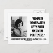 Jacqueline Kennedy Minimalinformationspolitik Postkarte (Vorne/Hinten)