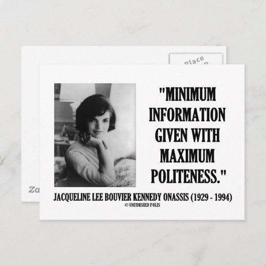 Jacqueline Kennedy Minimalinformationspolitik Postkarte (Vorne/Hinten)