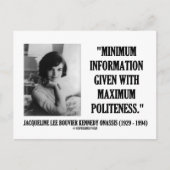 Jacqueline Kennedy Minimalinformationspolitik Postkarte (Vorderseite)