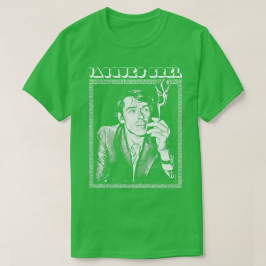 Jacques Brel Retro Fan Design 1 T-Shirt (Design vorne)