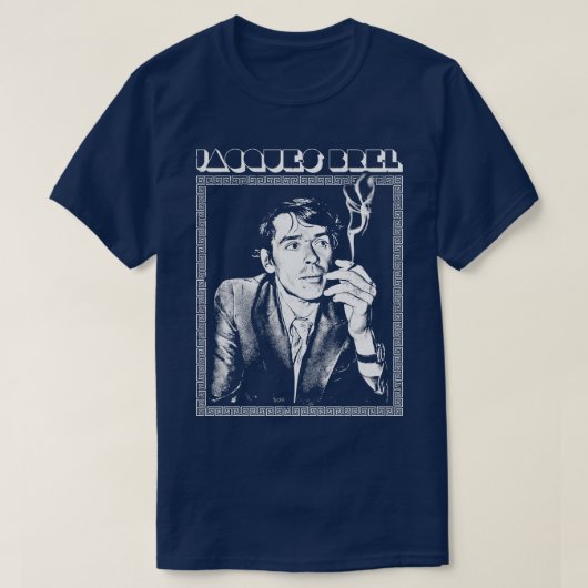 Jacques Brel Retro Fan Design 1 T-Shirt (Design vorne)