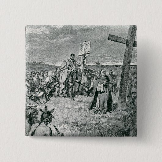 Jacques Cartier, der ein Kreuz bei Gaspe gründet Button (Vorderseite)