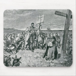 Jacques Cartier, der ein Kreuz bei Gaspe gründet Mousepad