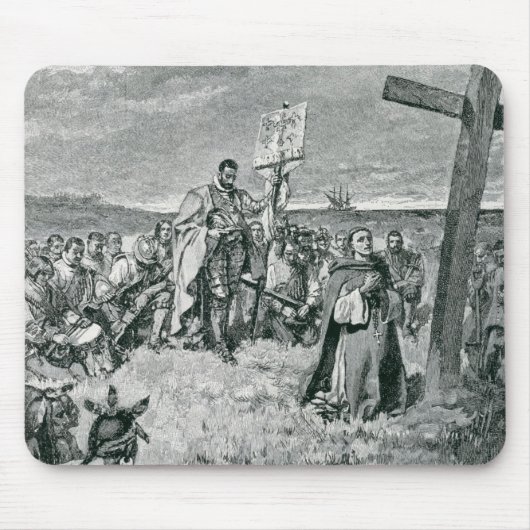 Jacques Cartier, der ein Kreuz bei Gaspe gründet Mousepad (Vorne)