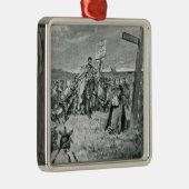 Jacques Cartier, der ein Kreuz bei Gaspe gründet Silbernes Ornament (Rechts)