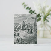 Jacques Cartier Einrichtung eines Kreuzes in Gaspe Postkarte (Stehend Vorderseite)