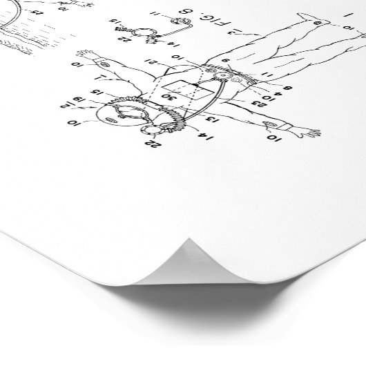 Jacques Cousteau Diving Gerät Patent Poster (Ecke)