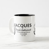 Jacques French Restaurant, Chicago, Illinois Zweifarbige Tasse (Vorderseite Links)