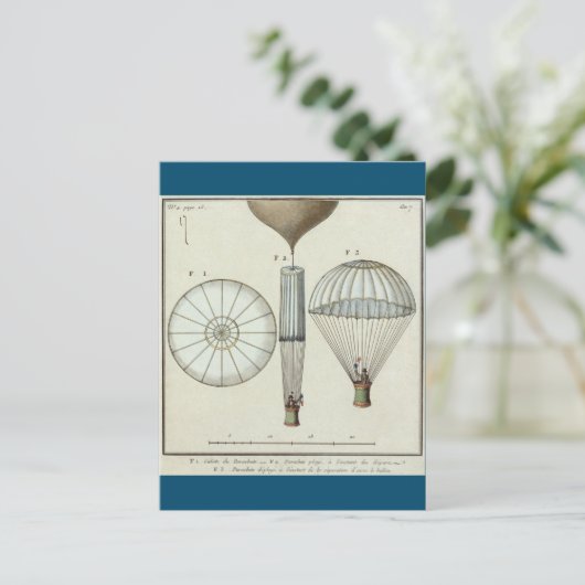 Jacques Garnerins erster Fallschirm Postkarte (Stehend Vorderseite)