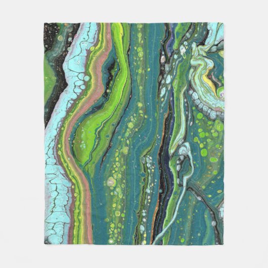 Jada 3 Crazy Green Abstrakt Throw Blanket Fleecedecke (Vorderseite)