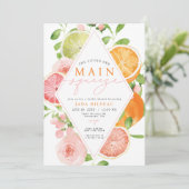 JADA Citrus Fruit Main Squeeze Brautparty Einladung (Stehend Vorderseite)