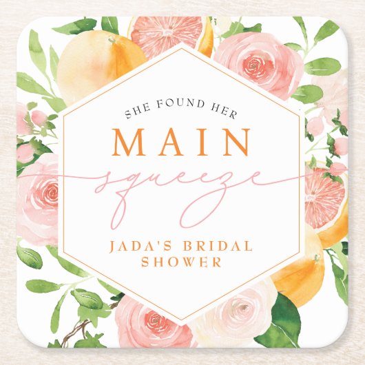 JADA Citrus Fruit Main Squeeze Brautparty Rechteckiger Pappuntersetzer (Vorderseite)