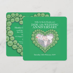 Jade 12. Hochzeitstag Herz Foto-Einladungen Einladung