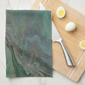 Jade 2 Deep Green Abstrakt Geschirrtuch (Viertel Falte)