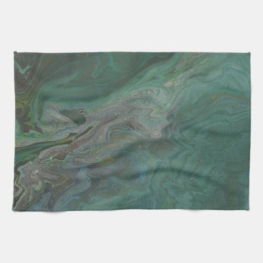 Jade 2 Deep Green Abstrakt Geschirrtuch (Horizontal)