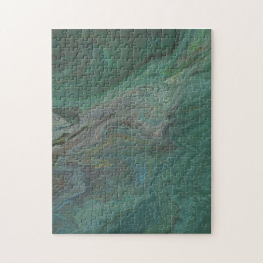 Jade 2 Tiefgrün Abstrakt Puzzle (Vertikal)