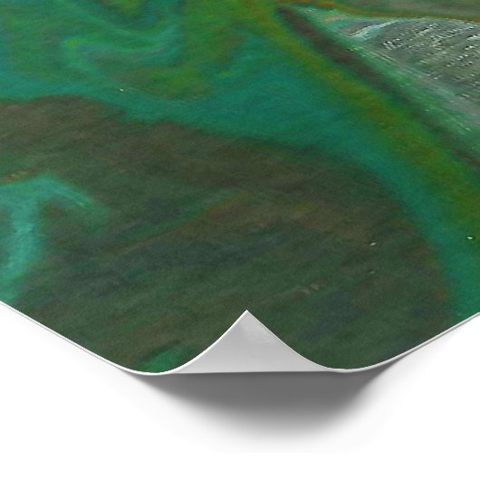 Jade 3 Fluid Deep Green Abstrakt Poster Print (Ecke)