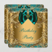 Jade and Gold Birthday Party Einladung (Vorne/Hinten)