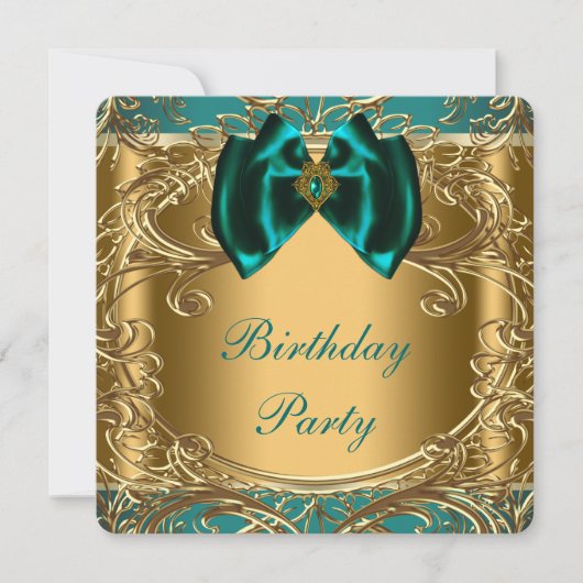 Jade and Gold Birthday Party Einladung (Vorderseite)